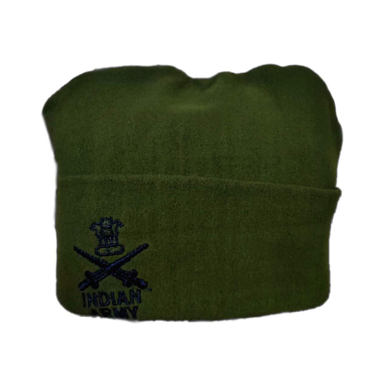 Trendzmy Indian Army Military Woolen Caps for Men & Women, Topa for Winter Season Caps Green Pack Of 2